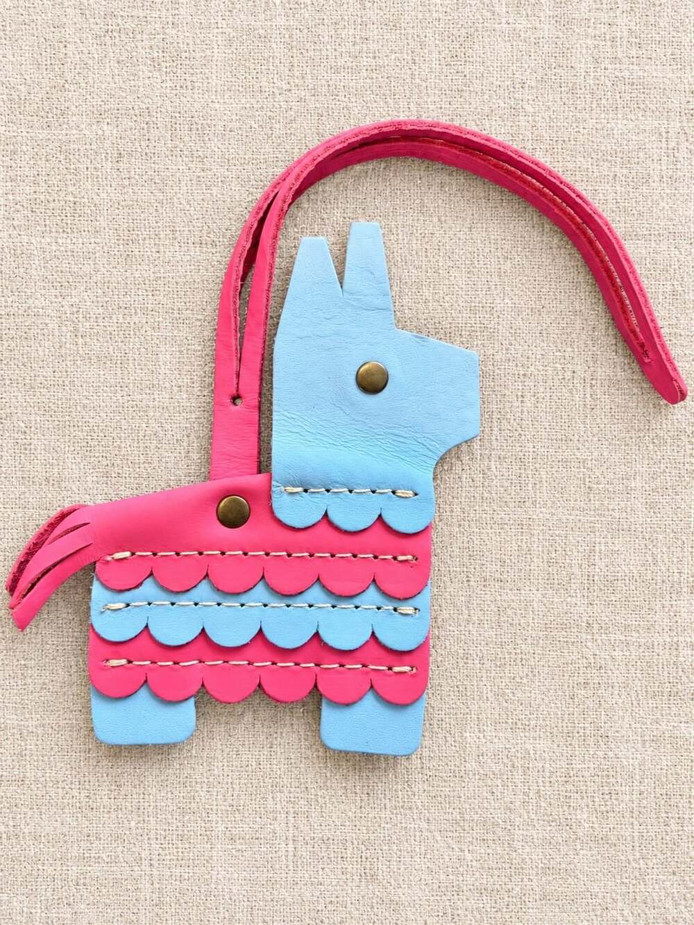 Portland Leather Piñata Tassel Bag Blue Pink